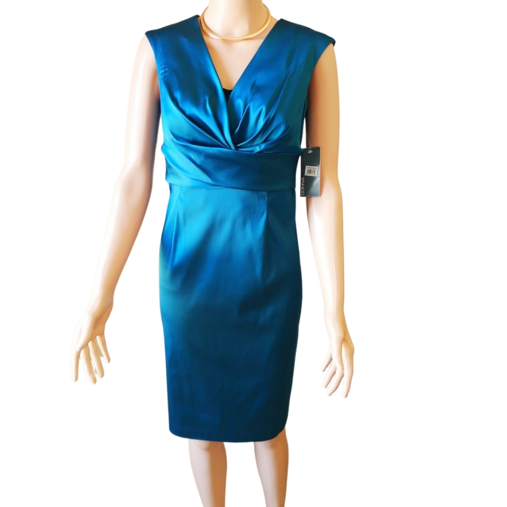 DONNA RICCO Women's Blue Sheath Dress